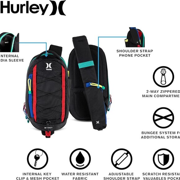 Men's Crossbody Sling Bag, Black, One Size - Picture 5 of 5